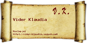 Vider Klaudia névjegykártya